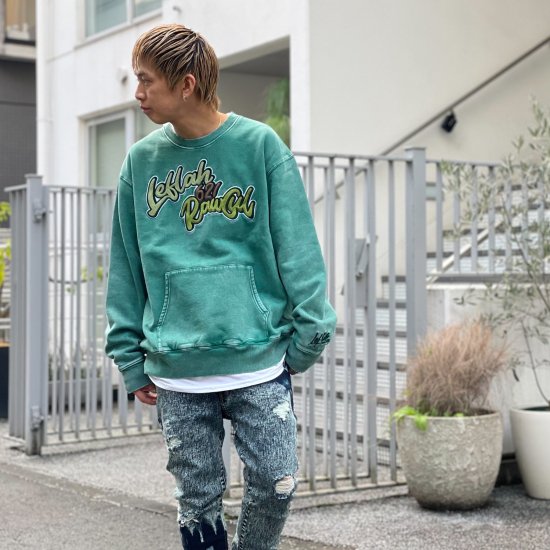 <img class='new_mark_img1' src='https://img.shop-pro.jp/img/new/icons1.gif' style='border:none;display:inline;margin:0px;padding:0px;width:auto;' />【LEFLAH】pigment dyed crewneck sweat (GRN) 