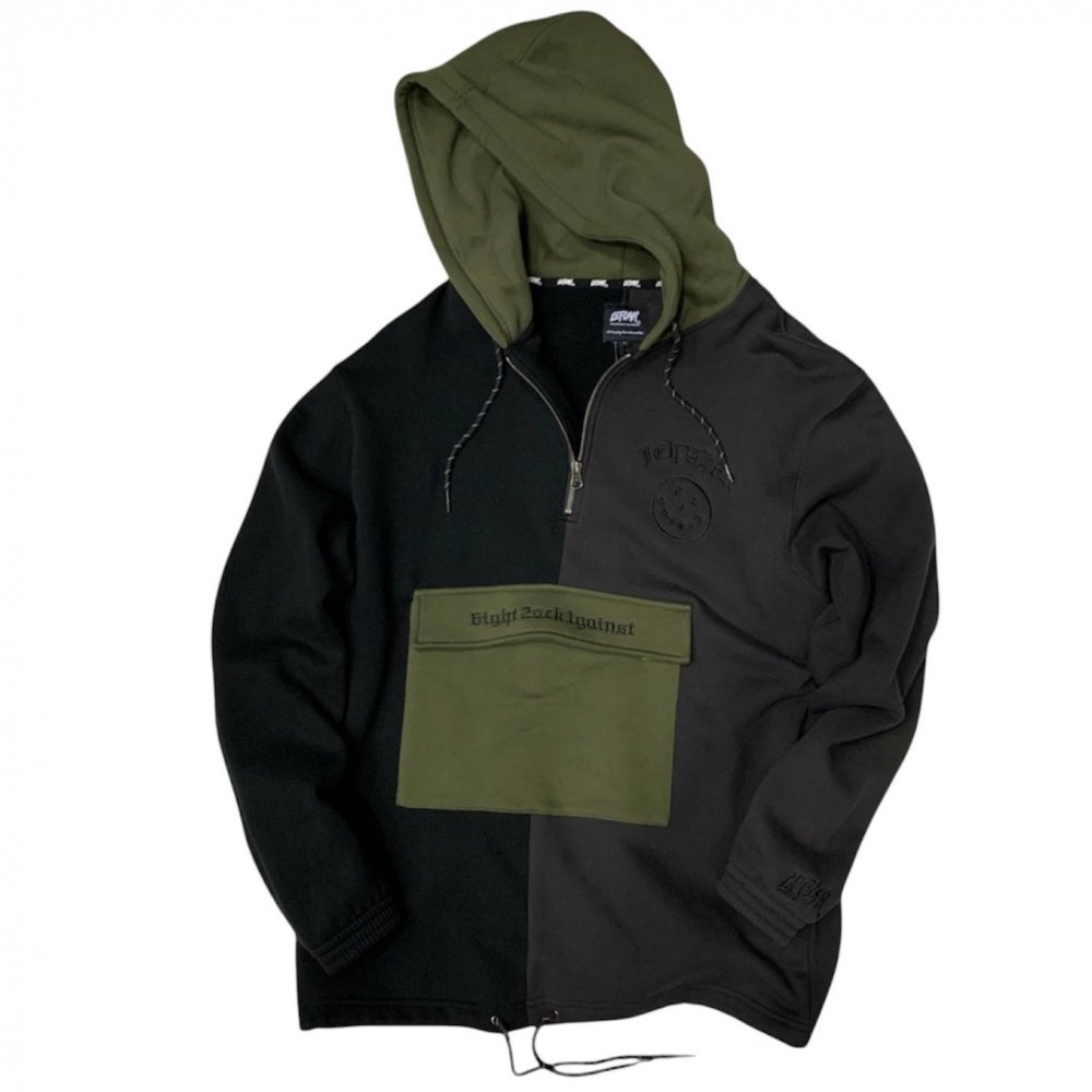 <img class='new_mark_img1' src='https://img.shop-pro.jp/img/new/icons1.gif' style='border:none;display:inline;margin:0px;padding:0px;width:auto;' />LEFLAHhenry zip switched color hoodie (BLK)