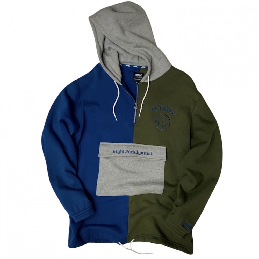 <img class='new_mark_img1' src='https://img.shop-pro.jp/img/new/icons1.gif' style='border:none;display:inline;margin:0px;padding:0px;width:auto;' />LEFLAHhenry zip switched color hoodie (BLU)