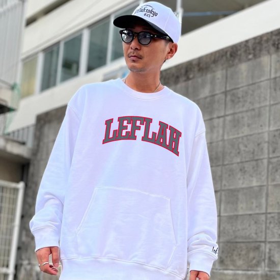 LEFLAH】アーチロゴクルーネックスウェット (WHT) - LEFLAH official