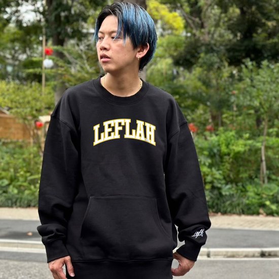 LEFLAH】アーチロゴクルーネックスウェット (BLK) - LEFLAH official