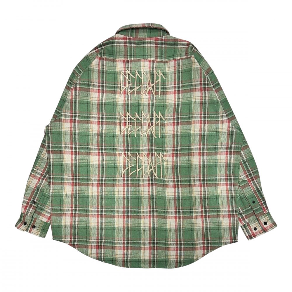 <img class='new_mark_img1' src='https://img.shop-pro.jp/img/new/icons1.gif' style='border:none;display:inline;margin:0px;padding:0px;width:auto;' />LEFLAHFADING heavy flannel shirt  (GRN)