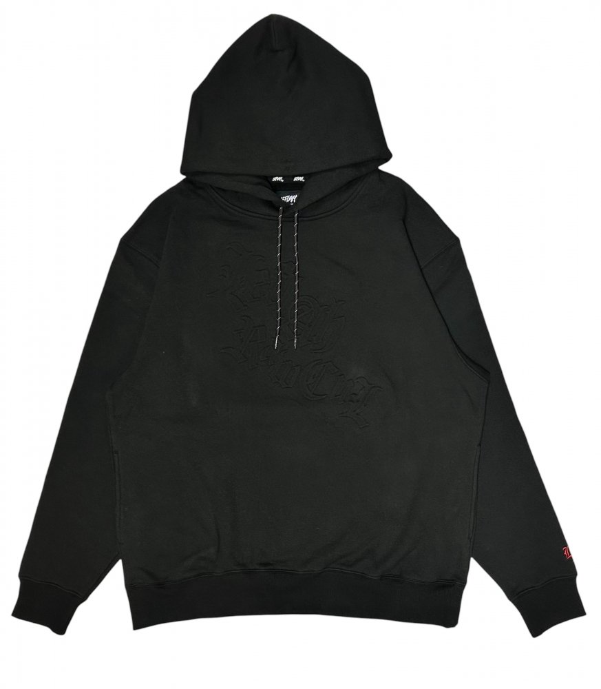 <img class='new_mark_img1' src='https://img.shop-pro.jp/img/new/icons1.gif' style='border:none;display:inline;margin:0px;padding:0px;width:auto;' />LEFLAH emboss sweat hoodie  (BLK)