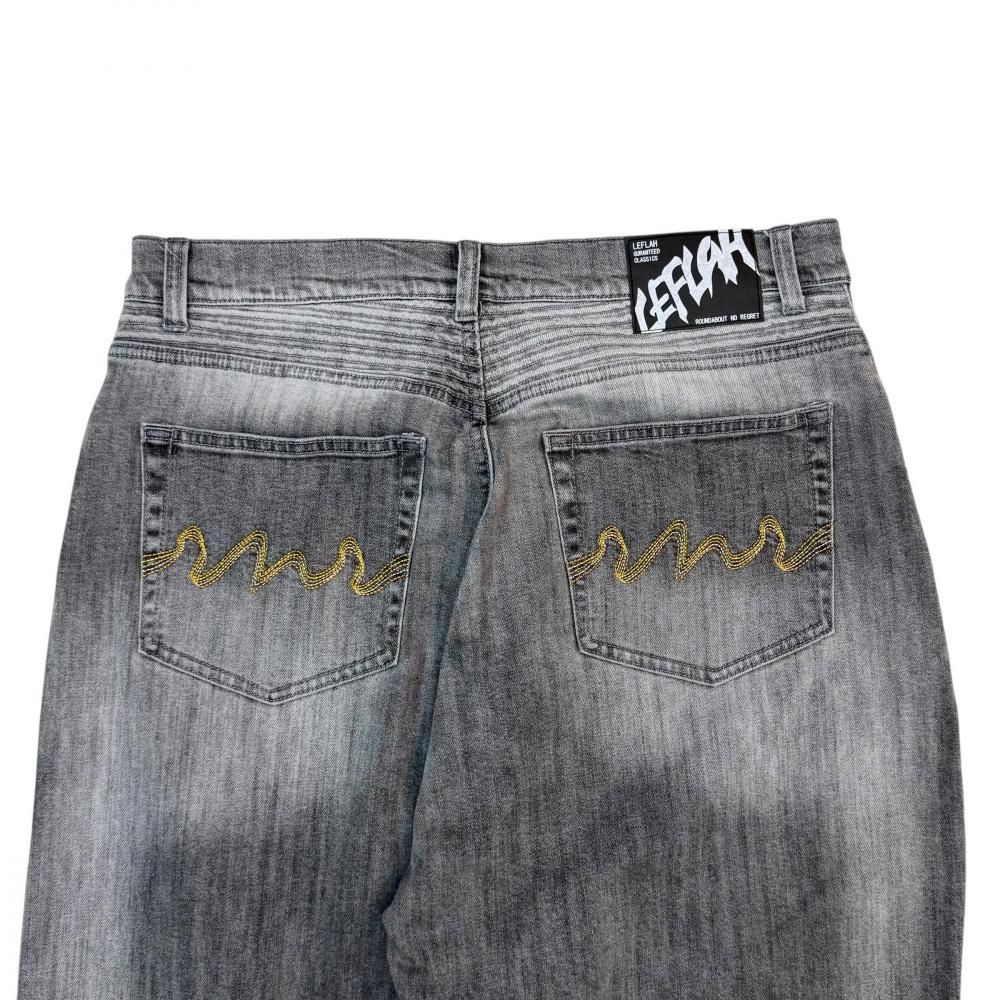 LEFLAH レフラー　ユーズドウォッシュバギーデニム LEFLAH】 baggy ride denim (BLK) - LEFLAH official web shop