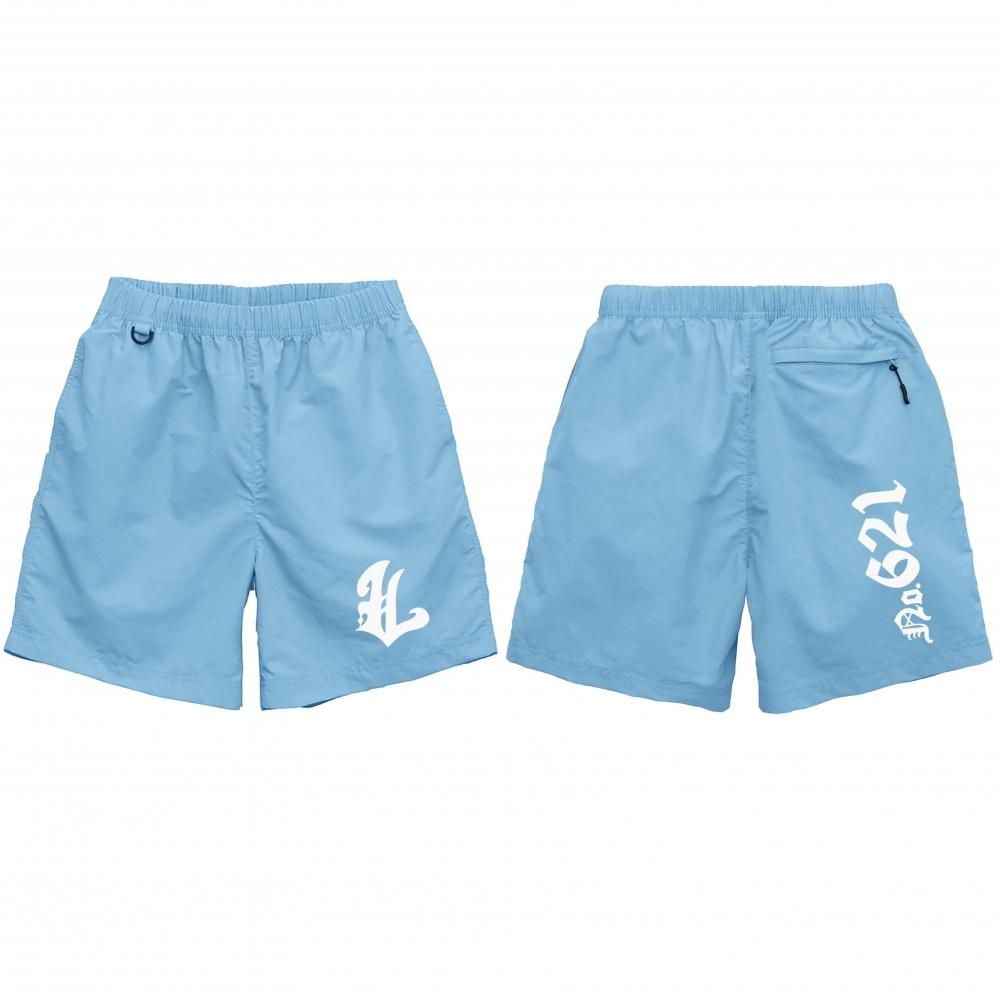 <img class='new_mark_img1' src='https://img.shop-pro.jp/img/new/icons2.gif' style='border:none;display:inline;margin:0px;padding:0px;width:auto;' />LEFLAH LOST LOGO NYLON SHORTS  (SAX) 620缡ȯ