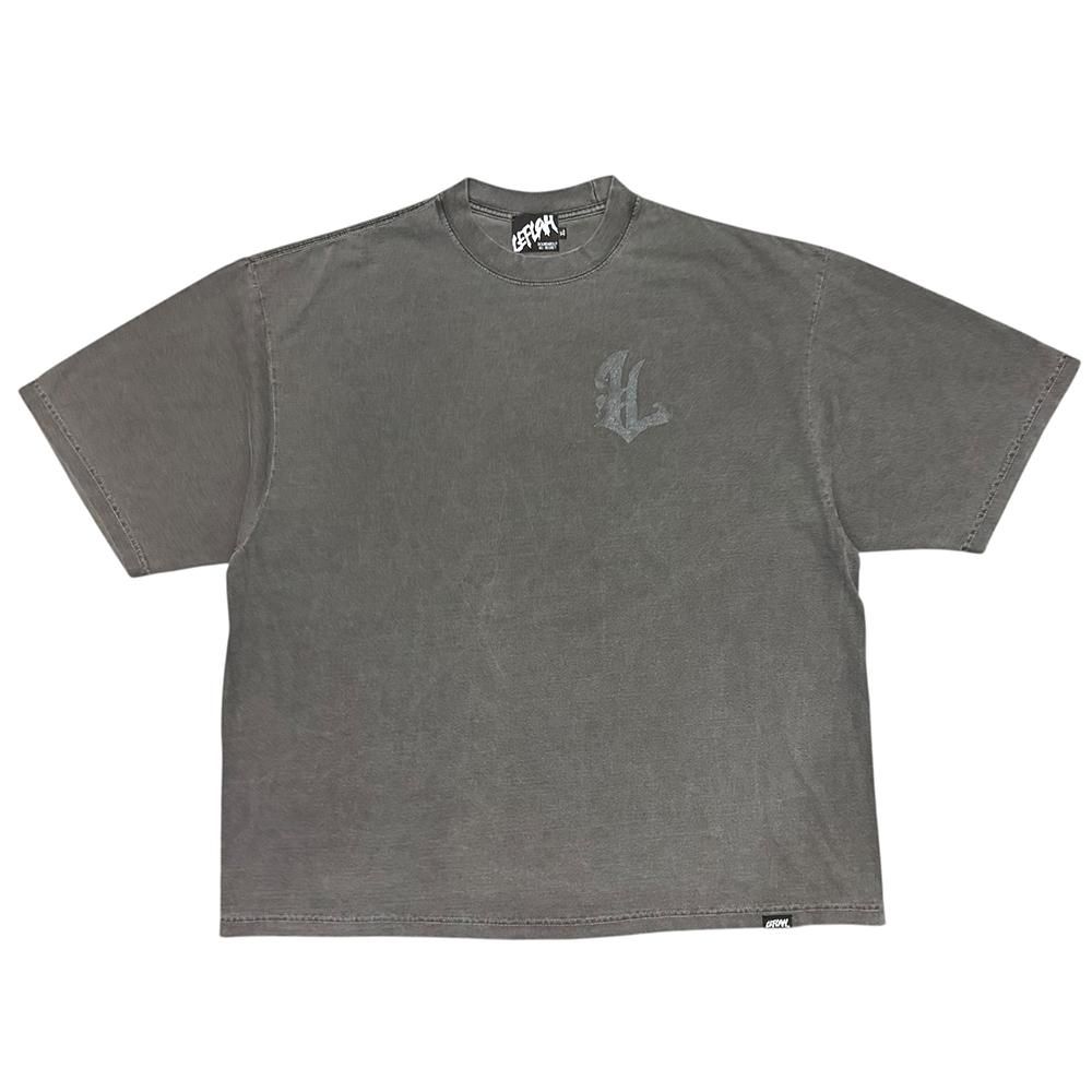 <img class='new_mark_img1' src='https://img.shop-pro.jp/img/new/icons1.gif' style='border:none;display:inline;margin:0px;padding:0px;width:auto;' />LEFLAHlost logo pigment tee (GRY)