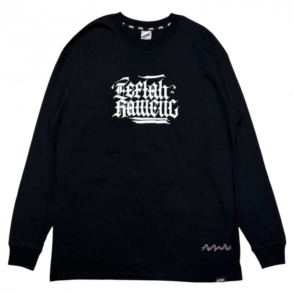 <img class='new_mark_img1' src='https://img.shop-pro.jp/img/new/icons1.gif' style='border:none;display:inline;margin:0px;padding:0px;width:auto;' />LEFLAH GOTHIC LOGO long tee (BLK)