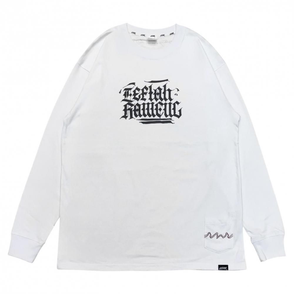 <img class='new_mark_img1' src='https://img.shop-pro.jp/img/new/icons1.gif' style='border:none;display:inline;margin:0px;padding:0px;width:auto;' />LEFLAH GOTHIC LOGO long tee (WHT)