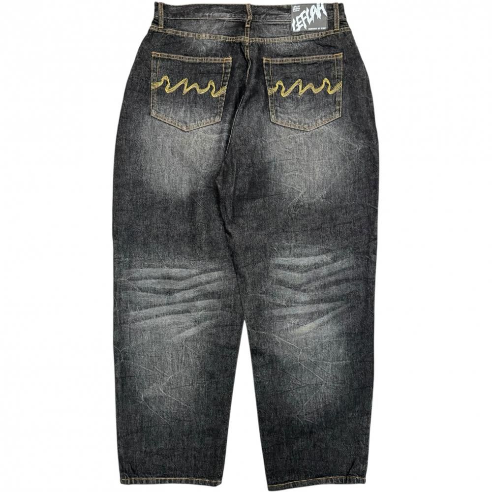 LEFLAH】 color stitch baggy (BLK) - LEFLAH ｜ OFFICIAL WEB SHOP