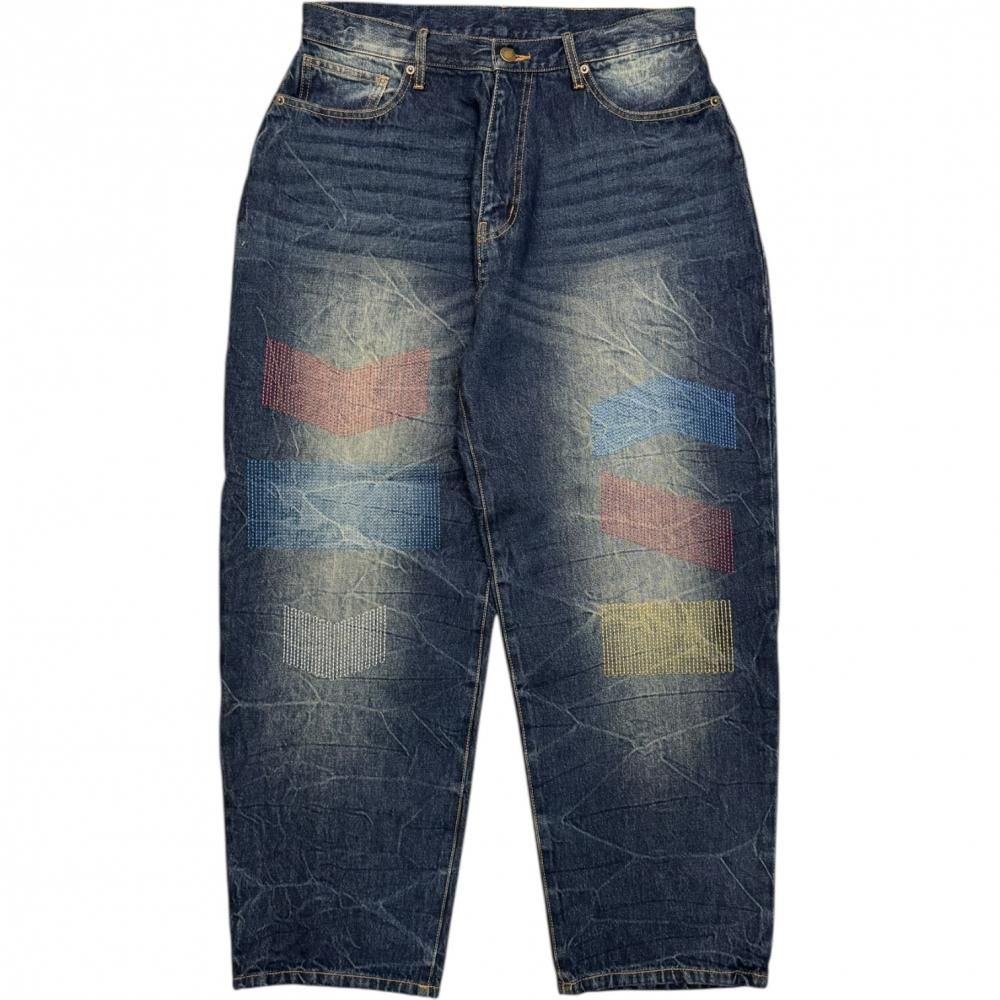 LEFLAH】 color stitch baggy (BLU) - LEFLAH ｜ OFFICIAL WEB SHOP