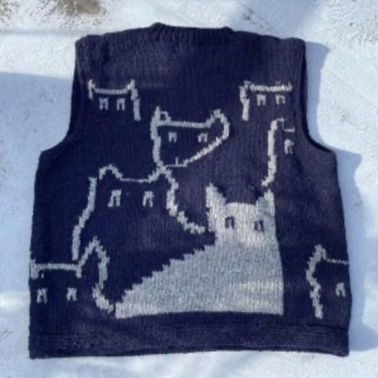 30%OFF】MacMahon Knit 別注 Big Vest / Cats-Navy/Gray - fridge