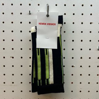 HENRIK VIBSKOV Construction Socks Femme  Black Green Cream