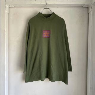 90s LL BEAN MOCK NECK L/S TEE OLIVE USAUC-2209-004