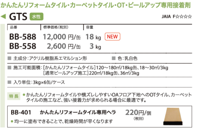 BB-588 サンゲツ GTS ピールアップ形接着剤 18kgの激安通販【ゲキセン】