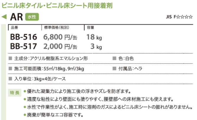 BB-516 サンゲツ AR ビニル床タイル・ビニル床シート用接着剤 18kgの激安通販【ゲキセン】