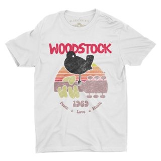 Bird & Guitar Woodstock T-Shirt / Lightweight Vintage Style 